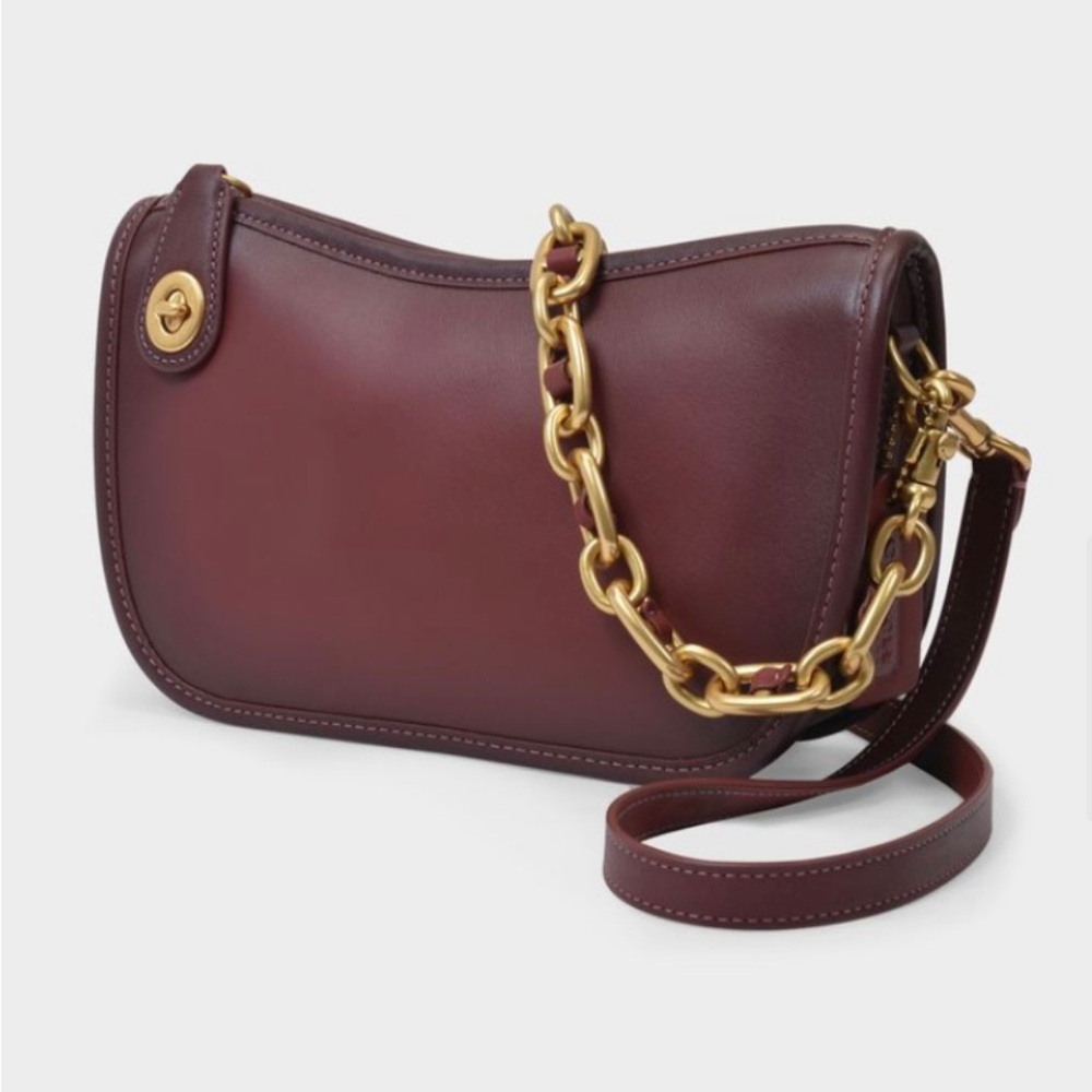 Coach Burgundy Leather Shoulder/Crossbody Bag